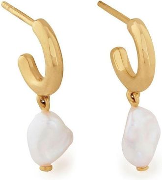 Monica Vinader Nura Keshi Huggie earrings - women - Gold Plated - One Size