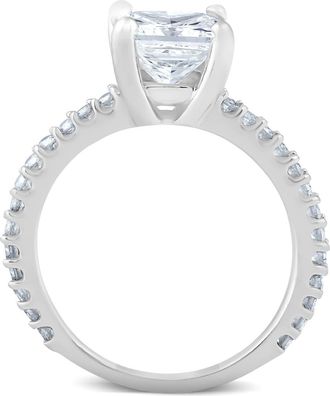 Pompeii3 Certified 3 1/2ct Princess Cut Diamond Engagement Ring 14k White Gold Lab Grown