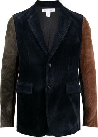 Comme Des Garçons colour-block corduroy blazer - men - Cupro/Cotton - S - Blue