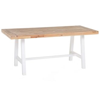 Beliani Beliani - Mesa De Comedor De Madera De Acacia Clara Y Blanco 170 X 80 Cm Para Exterior O Interior Scania