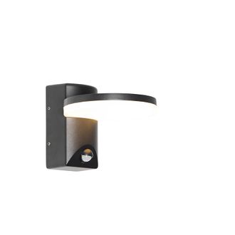 QAZQA Moderno L&aacute;mpara De Pared Exterior Negra Con Led Ip54 Sensor De Movimiento - Esmee Aluminio Redonda Incluye Led Max. 1 X 10.5 Watt - Qazqa