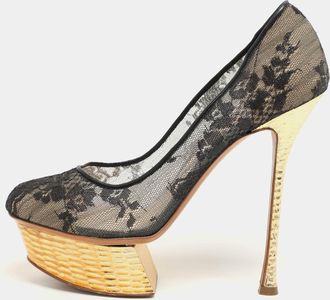Nicholas Kirkwood Black Lace Platform Pumps