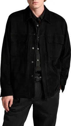 Vince Suede Shirt Jacket in Black at Nordstrom, Size Xx-Large