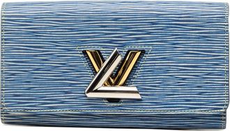 Louis Vuitton Epi Denim Blue Leather Long Wallet (Bi-Fold) (Pre-Owned)