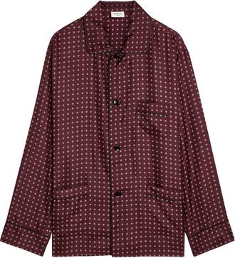 Saint Laurent Patterned Silk Shirt - Bordeaux - 42 (UK14 / L)