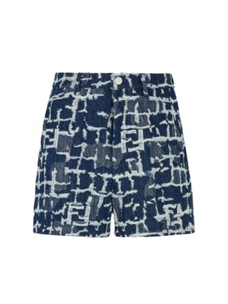 Fendi Blue Bermuda shorts with logo