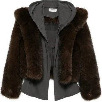 System Faux-fur Hooded Jacket