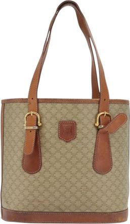 Celine Vintage Macadam Canvas Beige Canvas Backpack Bag (Pre-Owned)