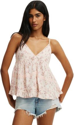 Cotton On Womens Billie Lace Babydoll Cami in Jenna Ditsy Pink at Nordstrom, Size 12