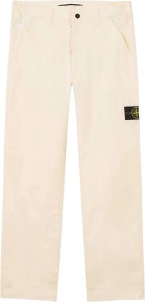 Stone Island Witte Broek met Drukknoopsluiting - Heren - Straight fit broeken - Wit - W32 - Katoen - Broeken
