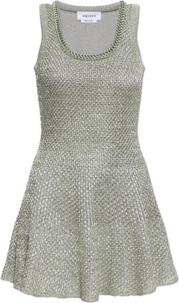 Alexander McQueen Kleedjes, Dames, Grijs, S, Leer, The Silver Dress