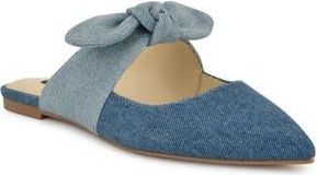 Nine West Bowin Pointed Toe Flat in Medium Blue 420 at Nordstrom Rack, Size 6.5