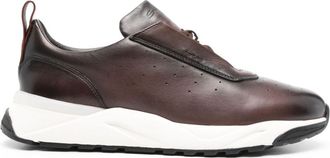 Santoni leather sneakers - men - Calf Leather/Rubber/Calf Leather - 8 1/2 - Brown