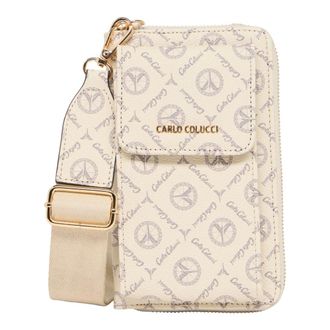 Carlo Colucci Phonebag wallet with logo print - female - Carlo Colucci - Cross Body Bags - Beige - ONE SIZE - Bags