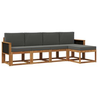 vidaXL Conjunto De Sof&aacute;s De Exterior 5 Pcs Natural Y Antracita Vidaxl