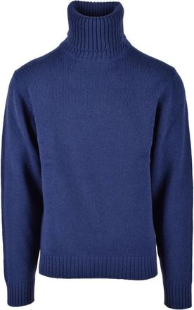 Crossley Blue Wool High Neck Sweater