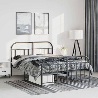 vidaXL Vidaxl - Estructura Cama Sin Colch&oacute;n Con Estribo Metal Negro 150x200 Cm