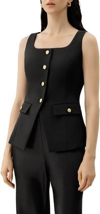 LilySilk Cintr&eacute; U-Neck Sleeveless Vest in Black at Nordstrom, Size 10