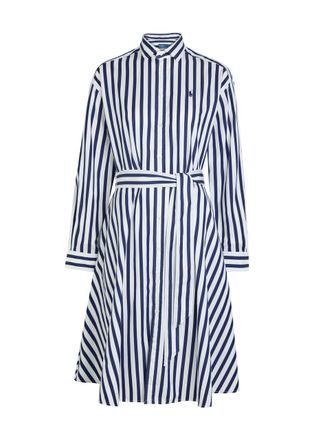 Polo Ralph Lauren Logo-embroidered Striped Cotton-poplin Midi Shirt Dress - Blue - 00 (UK2 / Xxxs)
