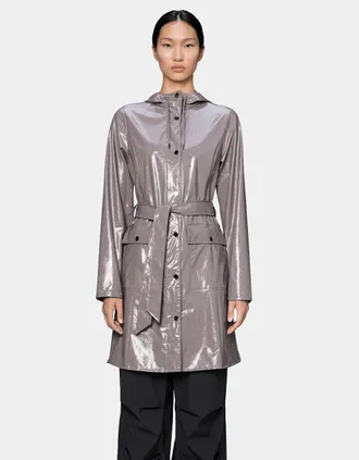 Rains Womens Rains Curve Long Womens Jacket - 194 Cinder Glaze - Grey - Size: 10/8