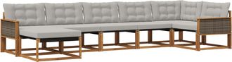 vidaXL Conjunto De Sof&aacute;s De Exterior 7 Uds. Natural Y Gris Claro Vidaxl