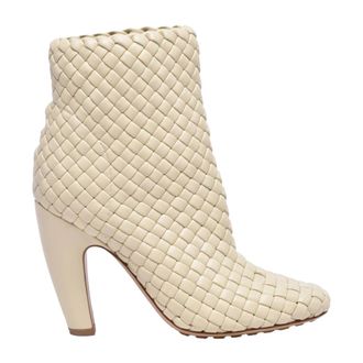 Bottega Veneta Heeled Boots, female, White, 3 UK, Woven ankle boot with banana heel