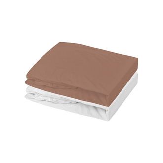 OEM Juego De 2 S&aacute;banas Ajustables - Mon Ptit Dodo - Jersey 100% Algod&oacute;n - 60 X 120 Cm - Blanco Y Marr&oacute;n