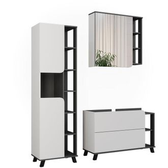 Vicco Set di mobili da bagno Karen, Antracite/bianco, 3 parti