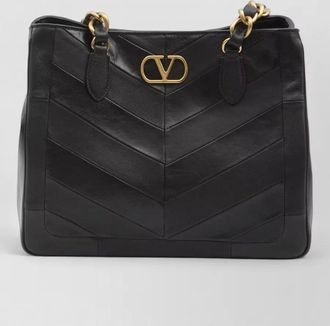 Valentino Garavani laseine small chevron shoulder shopping bag