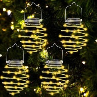 OEM Farol Solar De Jard&iacute;n Para Exteriores, Juego De 4 Luces Solares En Espiral Con 80 Led, L&aacute;mpara Solar Colgante De Metal, Farol Solar Impermeable Ip65 P