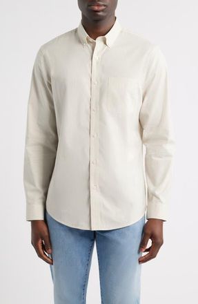 Nordstrom Simple Stripe Button-Down Shirt in Tan Simple Stripe at Nordstrom, Size Xx-Large