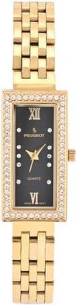 Peugeot 14K Gold-Plated Rectangular Stainless Steel Bracelet Watch- 35x20MM in Black at Nordstrom