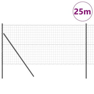 Berkfield Home Modern Euro Fence with 13 Posts 1x25 m Galvanised Steel Grey