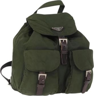 Prada Pre-owned Nylon Rugzak - Dames - Vintage Rugzakken - Groen - ONE Size - Nylon - Vintage