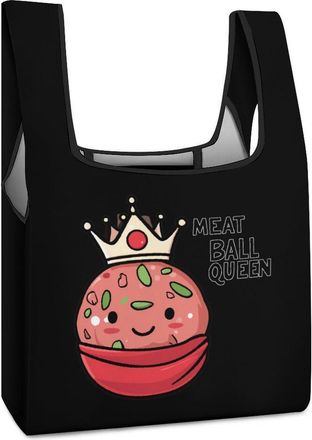 Generic Meatball Queen Shopping Bag Reusable Grocery Tote Bag Foldable Handbag for Travel Picnic