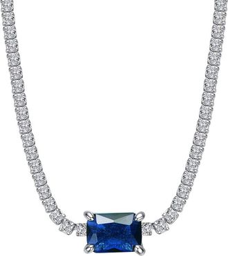 Genevive Silver Cz Solitaire Necklace