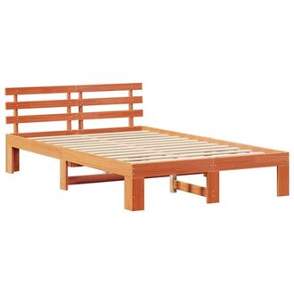 Berkfield Home Pine Wood Bed Frame Wax brown Solid wood 135 x 190 cm Durable