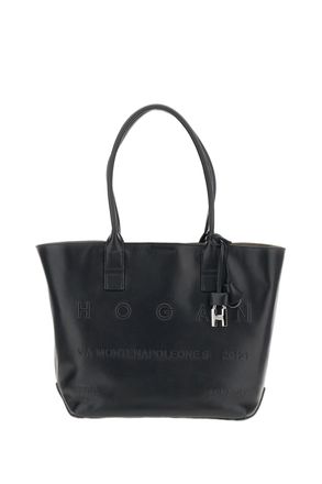 Hogan Black Address Shopping Smooth Leather Tote Bag