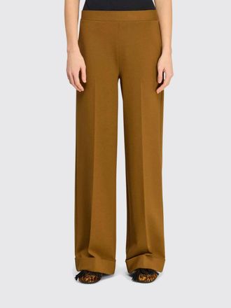 Semicouture Cropped Slim Fit Trousers in Viscose Blend with Mid-Rise Waist