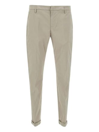 Dondup turn-up cotton-blend tapered trousers - Neutrals