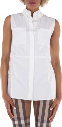 Burberry Draped Panel Sleeveless Shirt, Brand Size 4 (US Size 2)