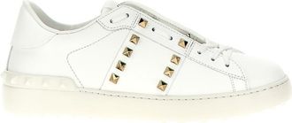 Valentino Garavani White Leather Rockstud Sneakers