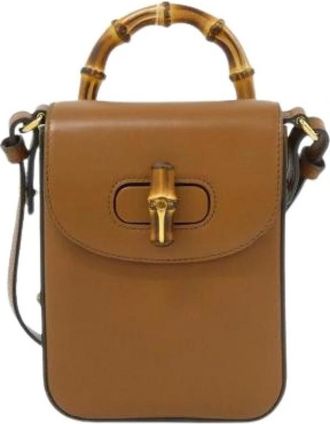 Gucci Pre-owned Leren Schoudertas - Dames - Vintage Mini Tas - Bruin - ONE Size - Leer - Vintage