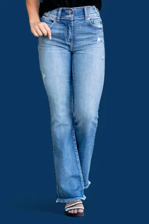 Kancan Ruby High Rise Boot Cut Jeans In Medium Blue