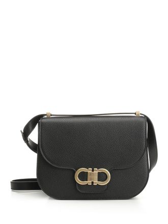 Ferragamo Double Gancini Shoulder Bags Nero-Donna