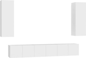 vidaXL Juego De Mueble Para Tv De 5 Piezas Madera De Ingenier&iacute;a Blanco Vidaxl