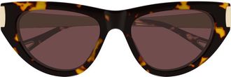 Chlo&eacute; 54mm Cat Eye Sunglasses in Shiny Dark Yellow Havana at Nordstrom