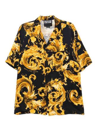 Versace Jeans Couture Black Baroque Print Shirt With Chest Pocket