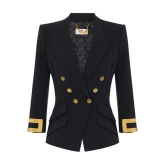 Elisabetta Franchi Stretch Double-Crepe Blazer - Dames - Blazers - Zwart - S - Polyester - Jassen