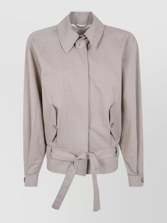 Magda Butrym belted waist jacket collared neck pockets